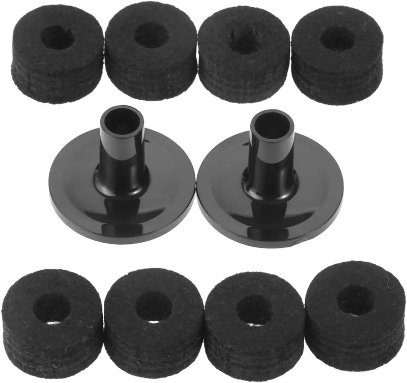 NUEAYMS 8 Pieces Cymbal Stand Felt Washer And 2 Pieces Plastic Drum Cymbal Stand Sleeves Replacement Black/Gray Cymbal Stand Sleeves - Image 1